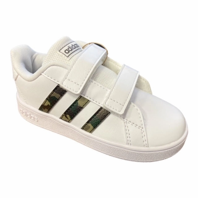 Adidas sneakers da bambino Grand Court CF I GZ1086 white-camo hook and loop closure