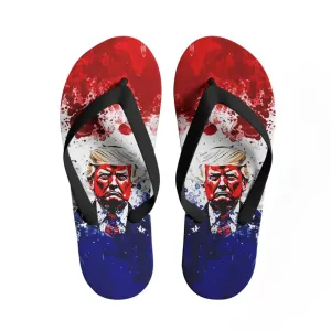 Personalized Patriotic Trump Slippers, Custom Trump 45-47 Flip Flop, MAGA  Unisex Slippers