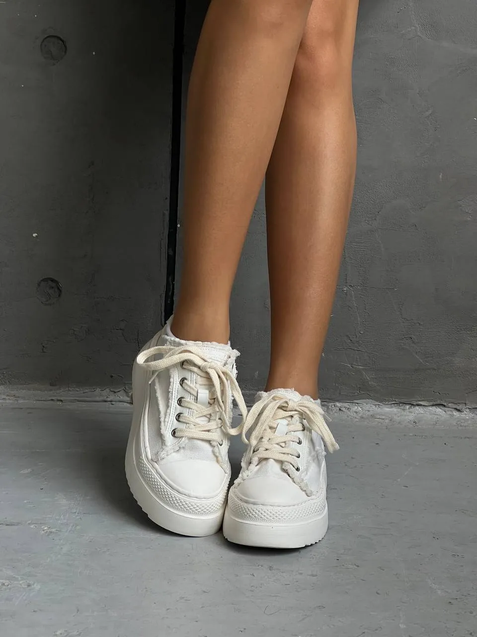 Platform denim sneakers