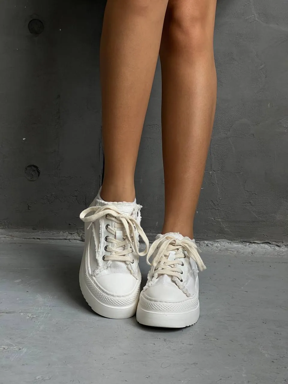 Platform denim sneakers