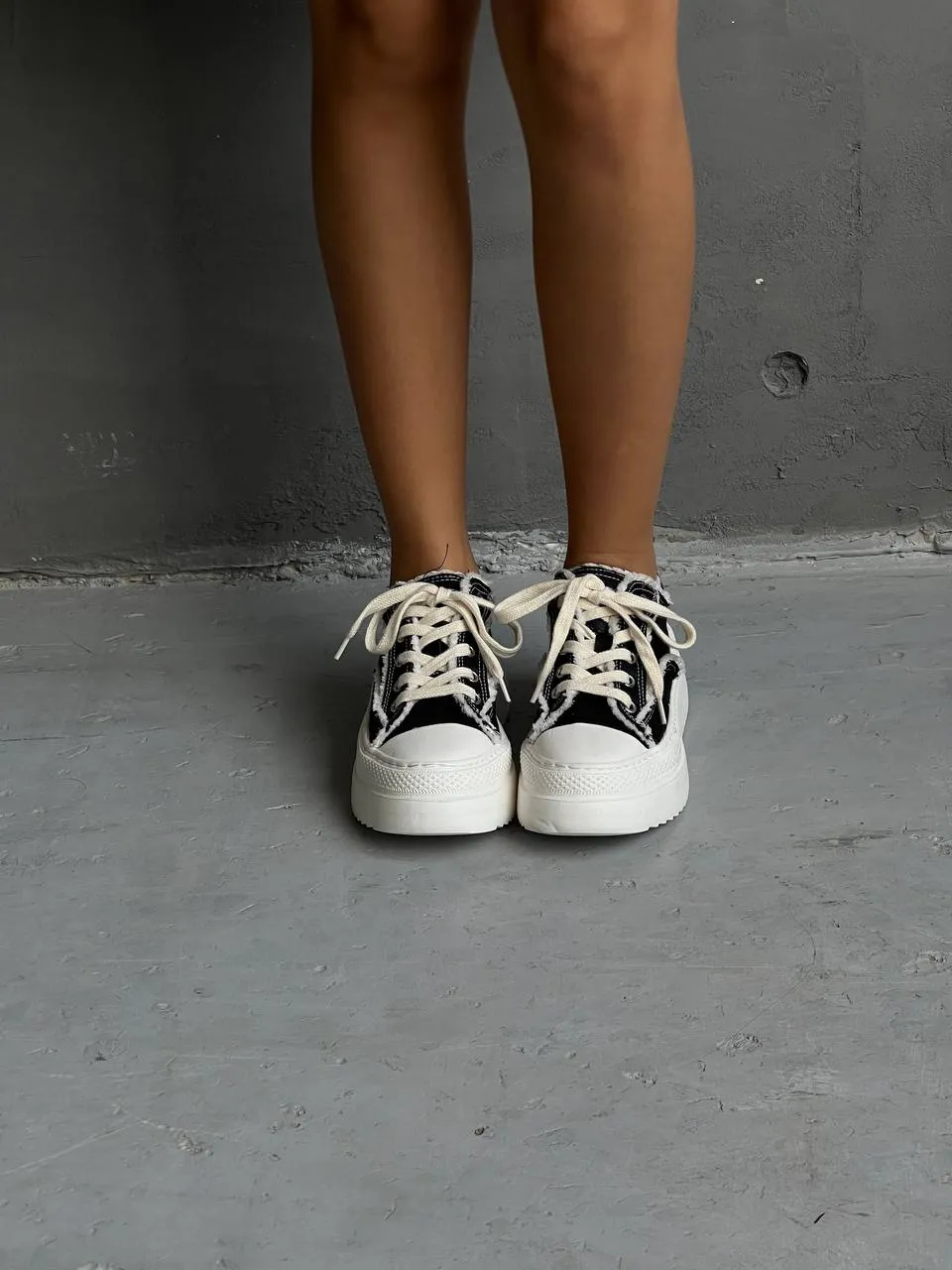 Platform denim sneakers