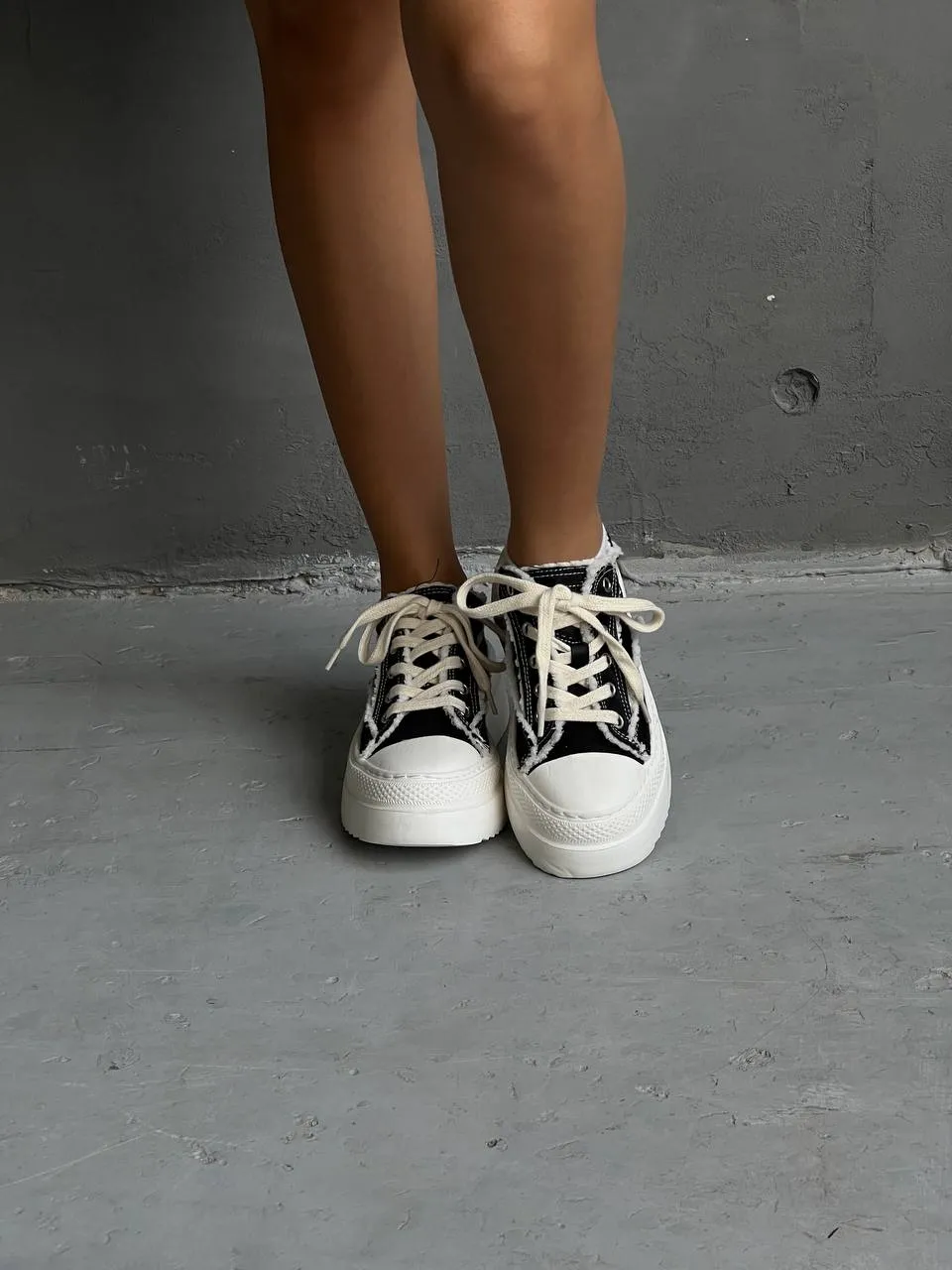 Platform denim sneakers