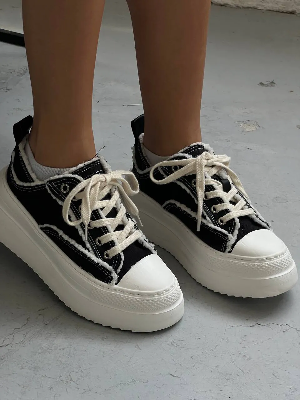 Platform denim sneakers