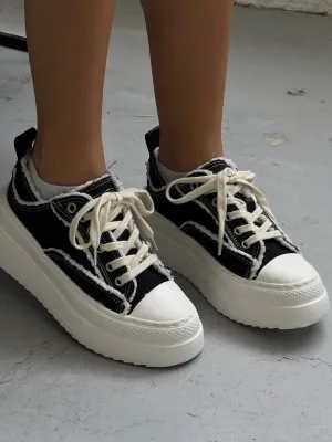 Platform denim sneakers