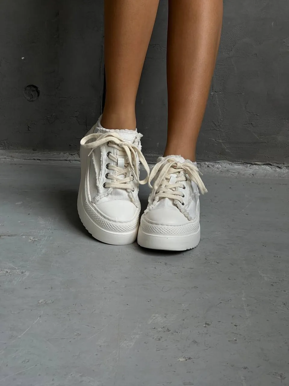 Platform denim sneakers