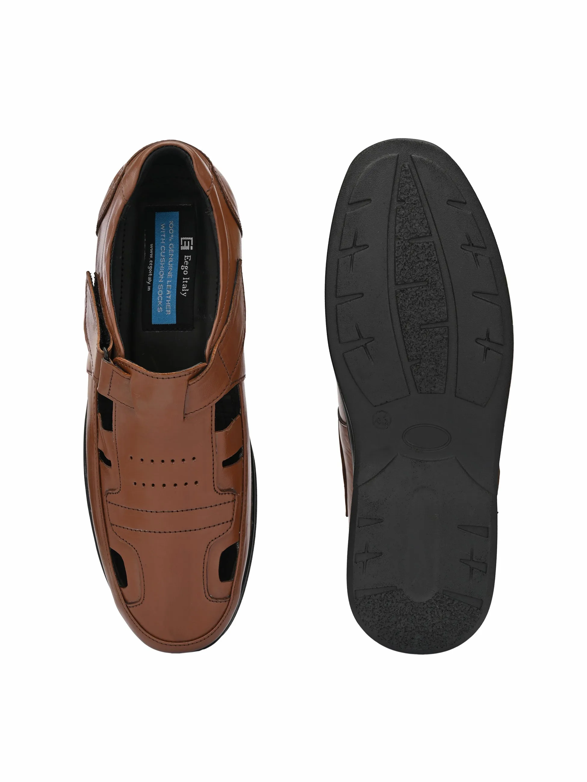 Plus Size Genuine Leather Wide Fit Slip On Formal Sandals GT-3