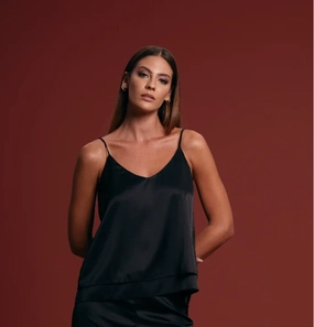 low - density storage Griffai Top corto in raso da donna DGP3419 nero