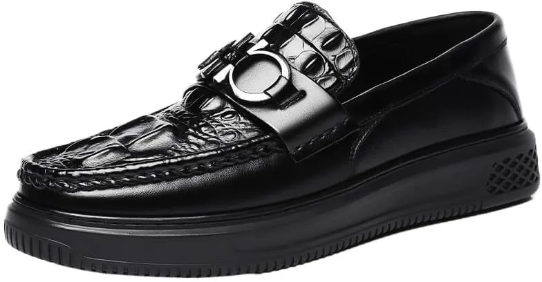 Prom Loafers for Men Faux Leather Party Tuxedo Round Toe Solid Color Non Slip Rubber Sole Low Top Tuxedo Slip On