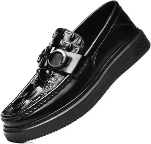 Prom Loafers for Men Faux Leather Party Tuxedo Round Toe Solid Color Non Slip Rubber Sole Low Top Tuxedo Slip On