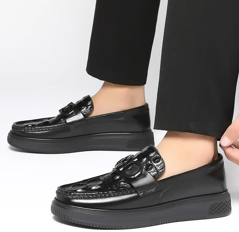 Prom Loafers for Men Faux Leather Party Tuxedo Round Toe Solid Color Non Slip Rubber Sole Low Top Tuxedo Slip On