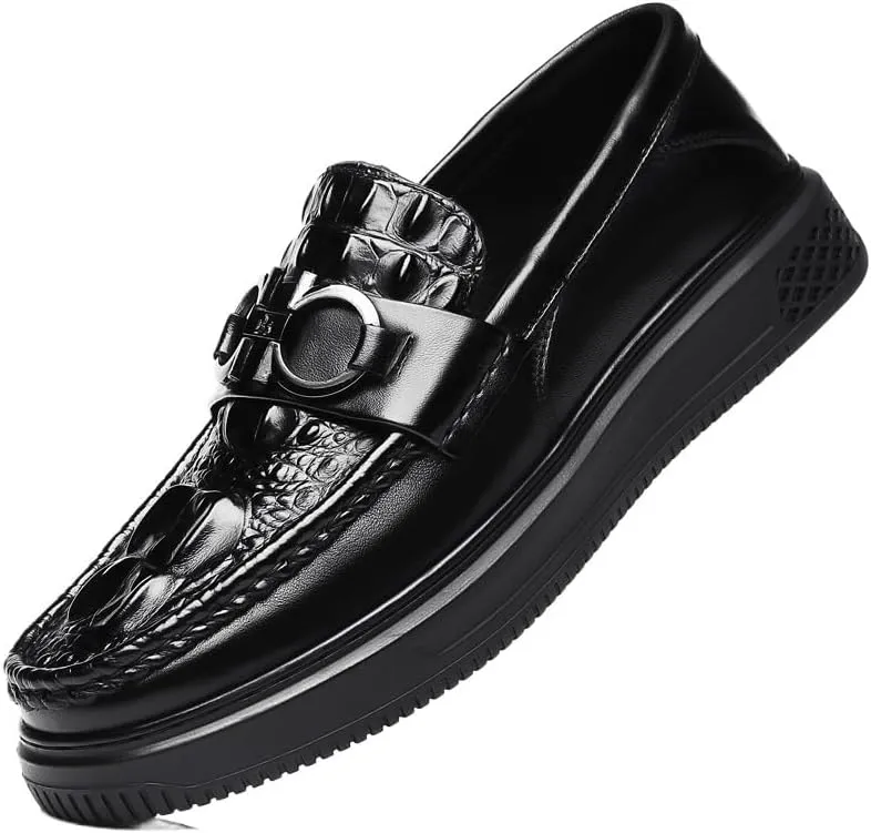 Prom Loafers for Men Faux Leather Party Tuxedo Round Toe Solid Color Non Slip Rubber Sole Low Top Tuxedo Slip On