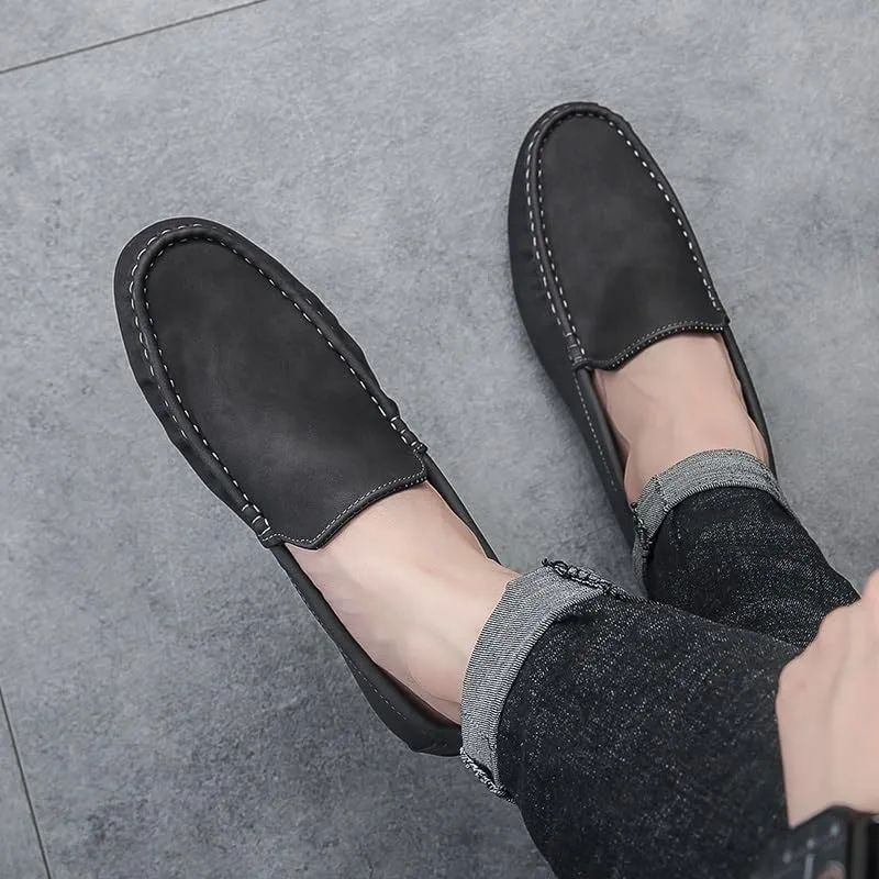 Prom Loafers for Mens Suede Vamp Working Round Toe Non Slip Block Heel Anti-Slip Slip Resistant Uniform Slip On
