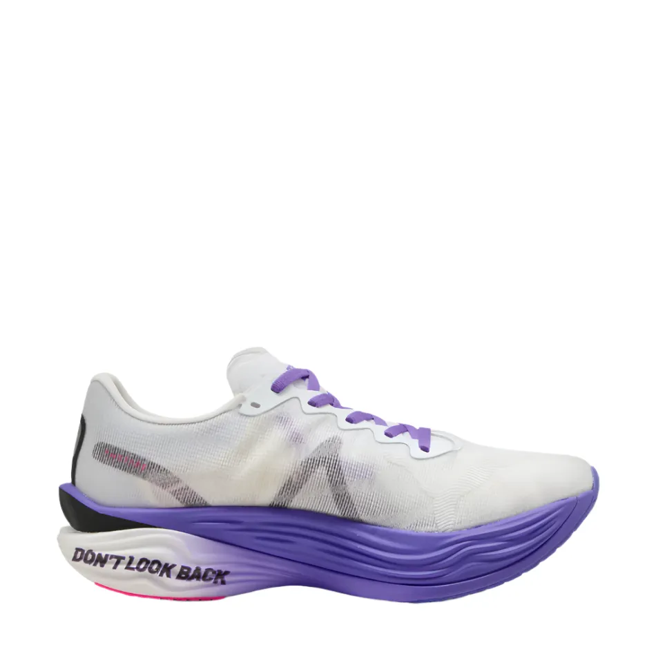 lightweight shoe traits PUMA Men's Deviate NITRO Elite 3 DIGITOKYO Running Shoes in PUMA White/Dark Amethyst AW25