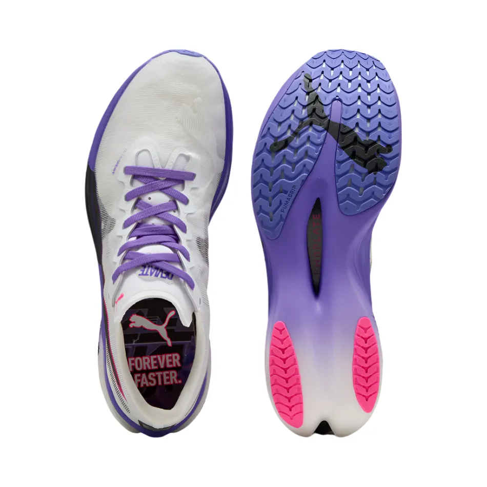 PUMA Men's Deviate NITRO Elite 3 DIGITOKYO Running Shoes in PUMA White/Dark Amethyst AW25 night run running option Synthetic Overlay Details