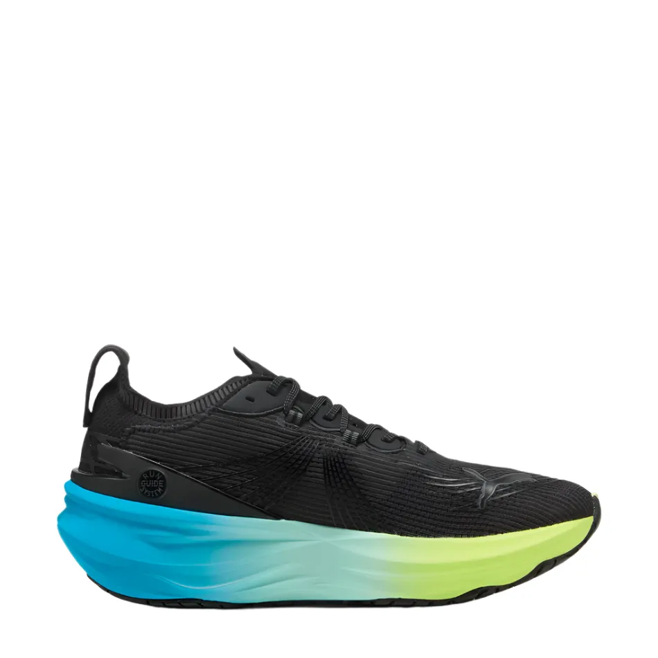 mesh shoes PUMA Men's Foreverrun NITRO 2 Running Shoes in PUMA Black/Fizzy Light/Speed Blue AW25