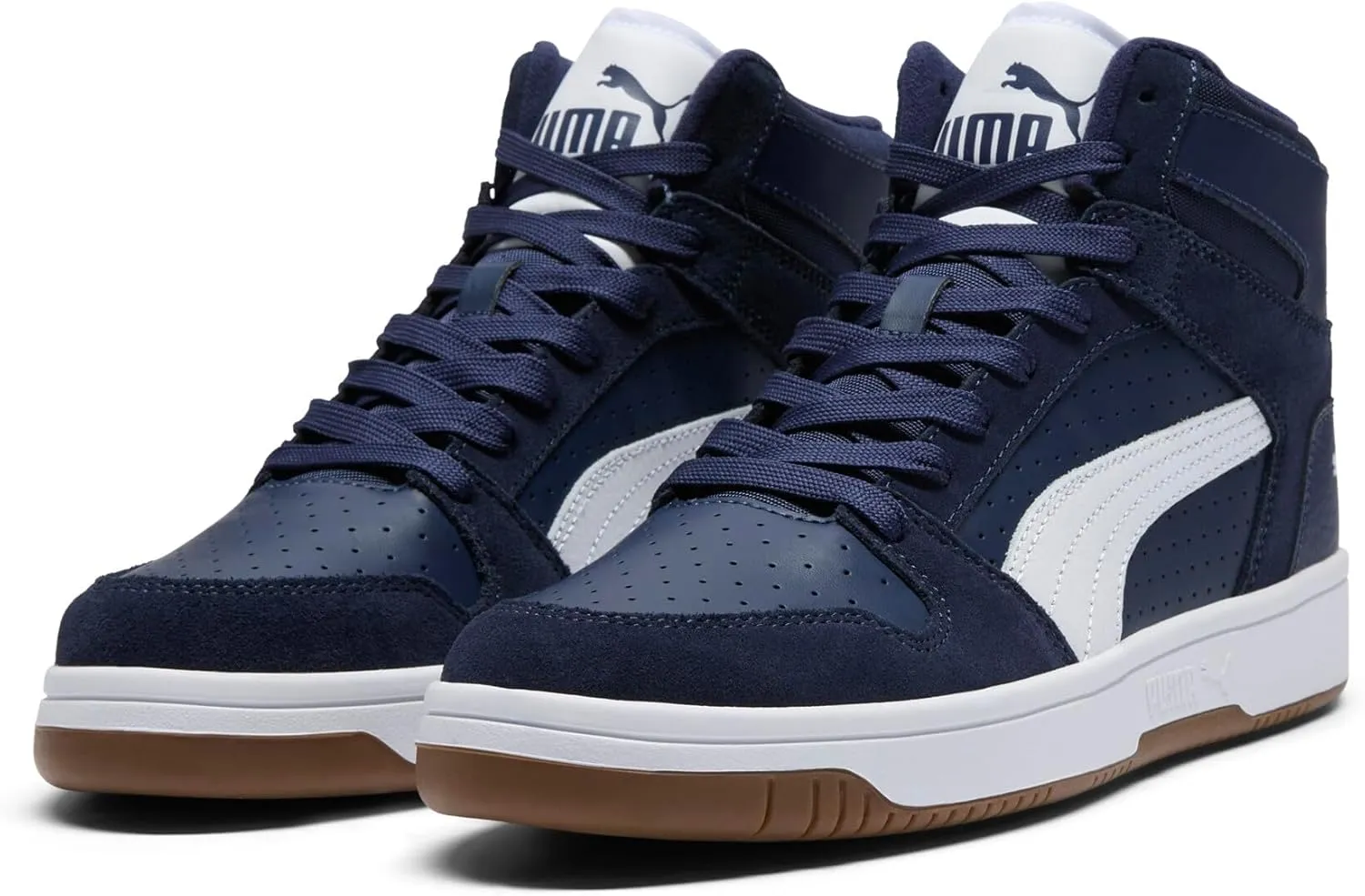 PUMA Men's Rebound Layup Mid Shoes Sneaker, Navy-White, 7.5
