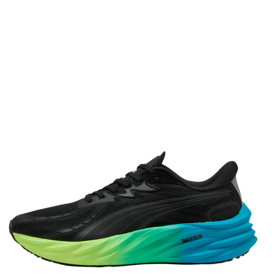 rainy PUMA Men's Velocity NITRO 4 Running Shoes in PUMA Black/Speed Blue AW25