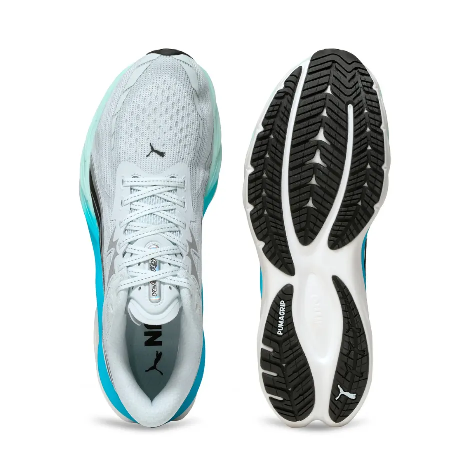 Durable Rubber Composite PUMA Men's Velocity NITRO 4 Running Shoes in Sea Glass/Speed Blue AW25