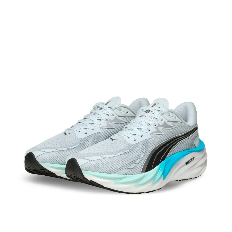 Stretch Woven Upper PUMA Men's Velocity NITRO 4 Running Shoes in Sea Glass/Speed Blue AW25