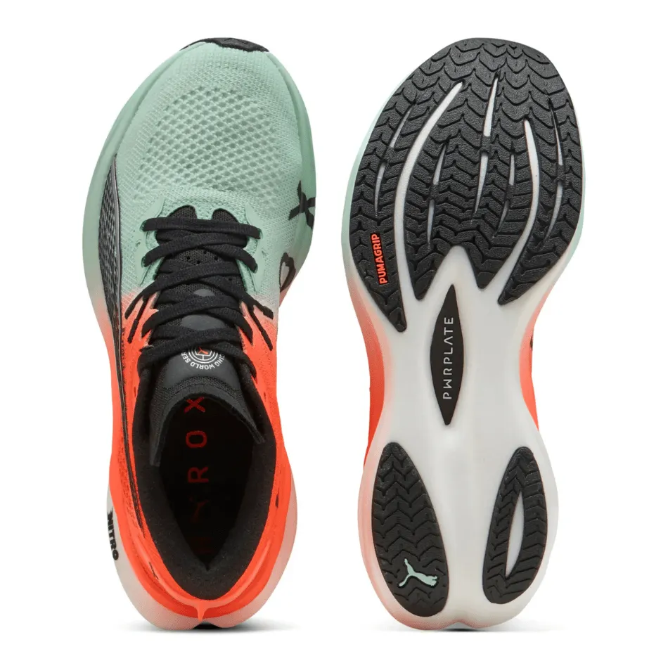 PUMA Women's Deviate NITRO 3 Hyrox Running Shoes in Mint Melt/Glowing Red AW25 Heat Retention Shock Vibe