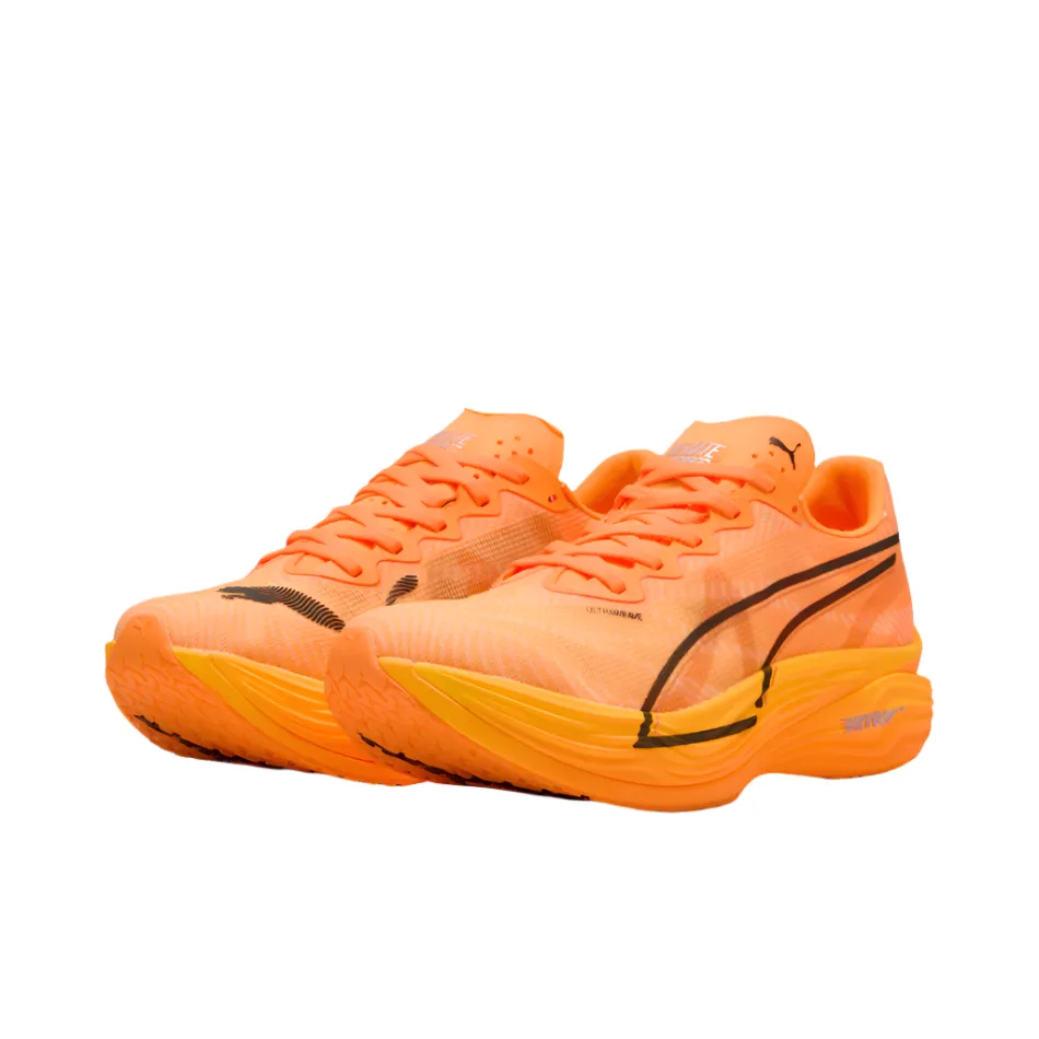 PUMA Women's Deviate NITRO Elite 3 Running Shoes in Heat Fire/PUMA Black AW25 Dynamic Heel Cup Flexible frame