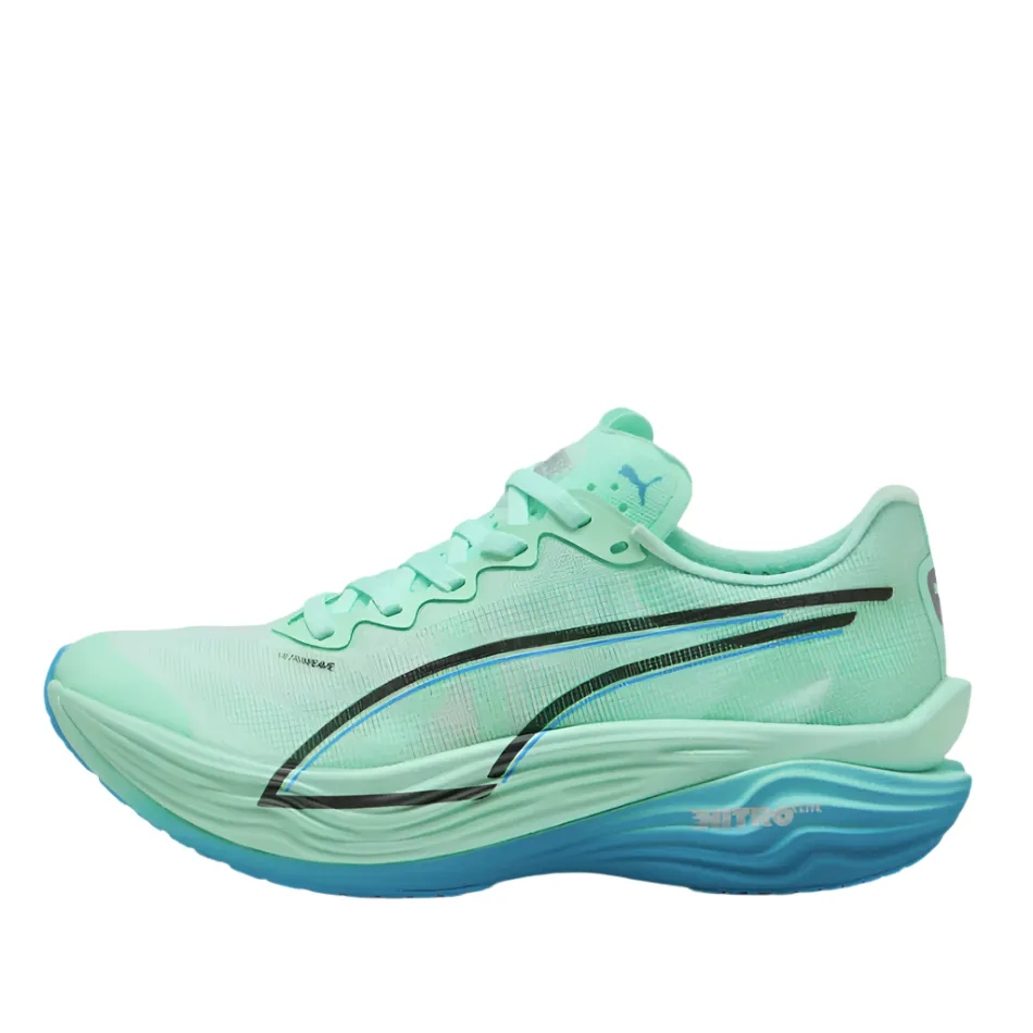 School Ready Mesh PUMA Women's Deviate NITRO Elite 3 Running Shoes in Mint Melt/Speed Blue AW25