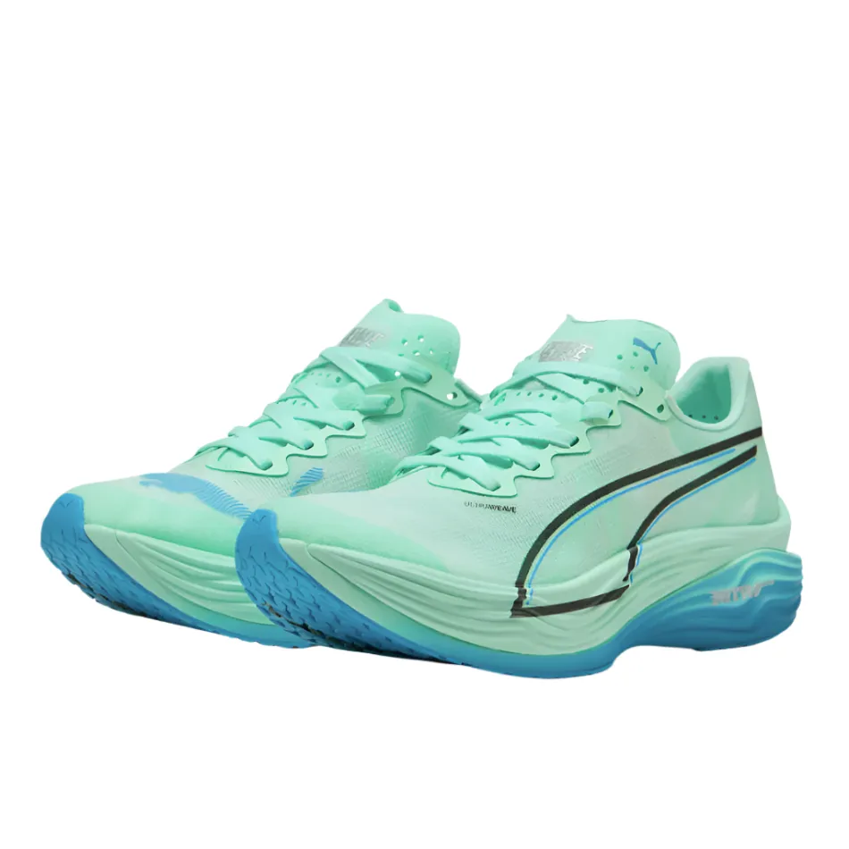 Neutral Motion Exercise Daily PUMA Women's Deviate NITRO Elite 3 Running Shoes in Mint Melt/Speed Blue AW25