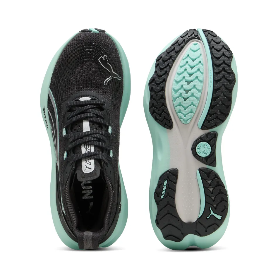 Flexible Midsole Shank Multi Surface PUMA Women's Foreverun NITRO 2 Running Shoes in PUMA Black/Mint Melt AW25
