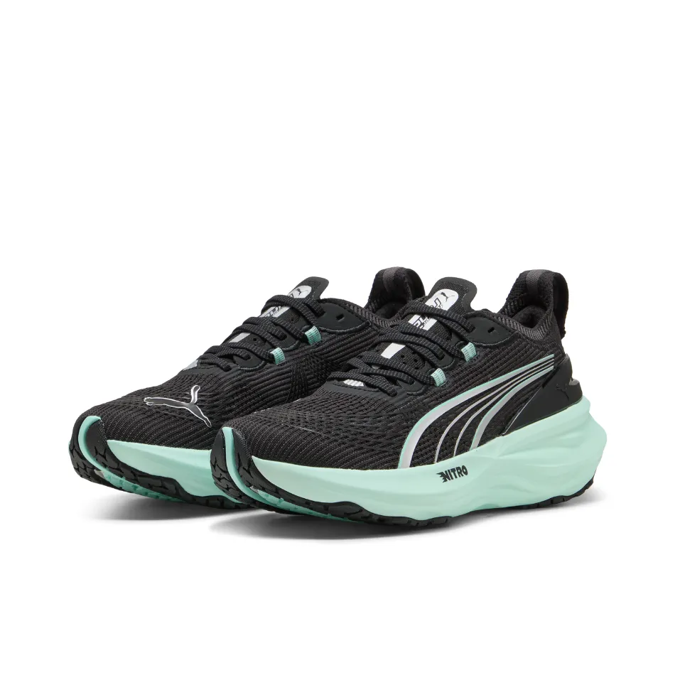 PUMA Women's Foreverun NITRO 2 Running Shoes in PUMA Black/Mint Melt AW25 Padded Heel Counter