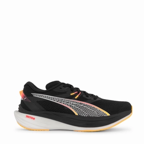 Budget - friendly Durable Rubber Composite Puma Men's Deviate Nitro 3 Running Shoes in Black/Sun Stream AW24