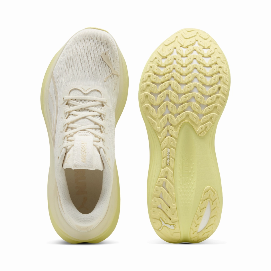 Elegant PUMA Men's MagMax NITRO Running Shoes in Warm White/Gold Moon AW25
