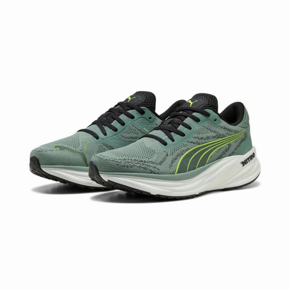 Puma Men's Magnify NITRO 2 Running Shoes in Green Moon/Yellow Alert SS25 ice - climbing running shoes