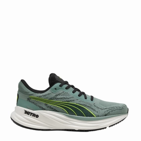 Puma Men's Magnify NITRO 2 Running Shoes in Green Moon/Yellow Alert SS25 Everyday Activity Quick Dry Innersock