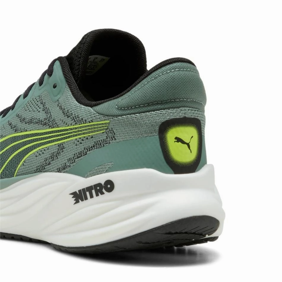 mid - range shoes Puma Men's Magnify NITRO 2 Running Shoes in Green Moon/Yellow Alert SS25