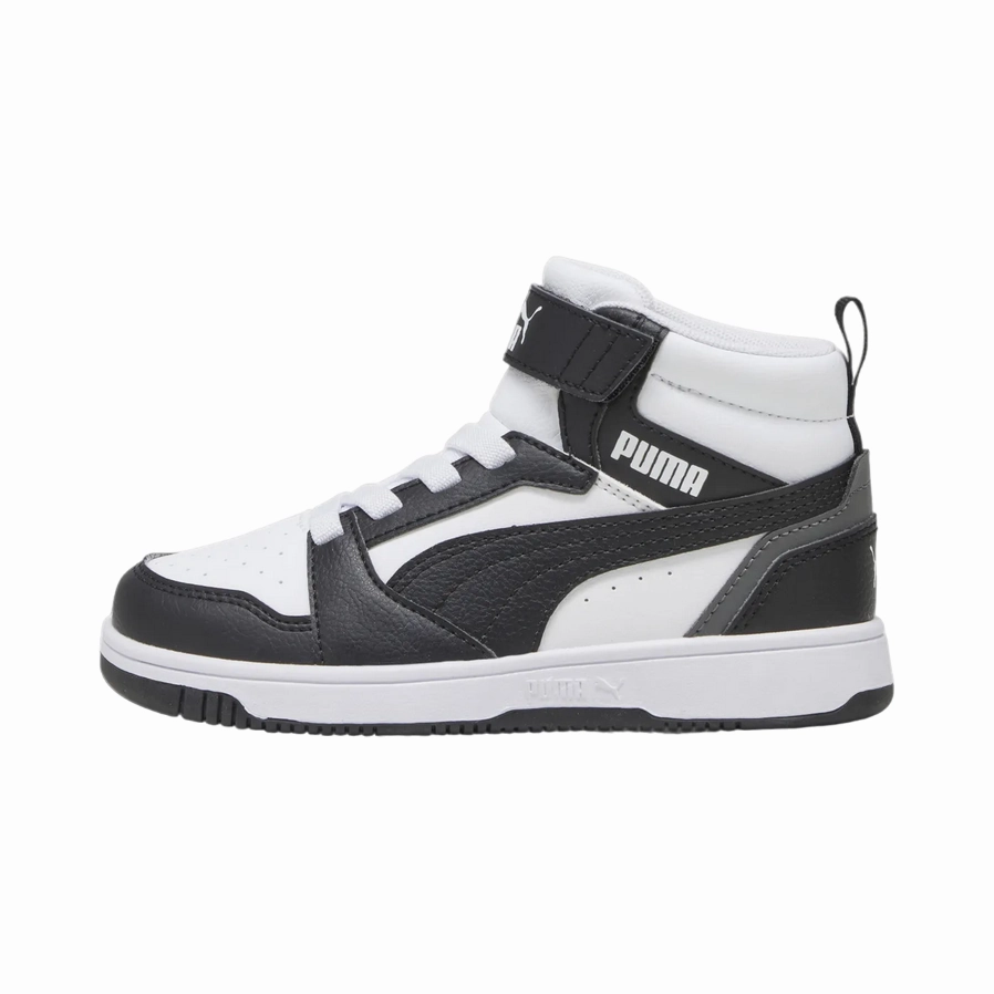 Puma scarpa alta da ragazzi con laccio e strappo Rebound V6 393832-01 bianco-nero Superior Cushioning running in a big city shoes