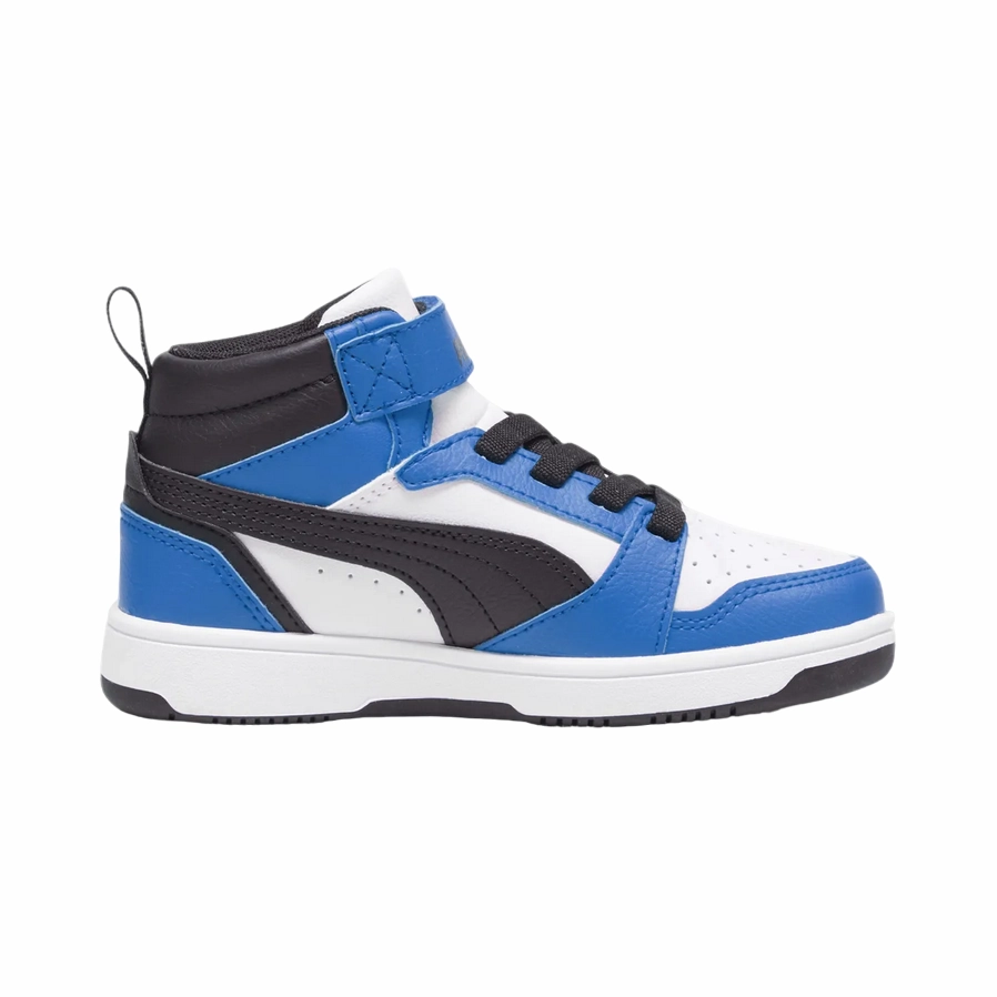 Puma scarpa alta da ragazzi con laccio e strappo Rebound V6 393832-06 bianco-nero-blu Short distance speed air - cushioned sole shoes