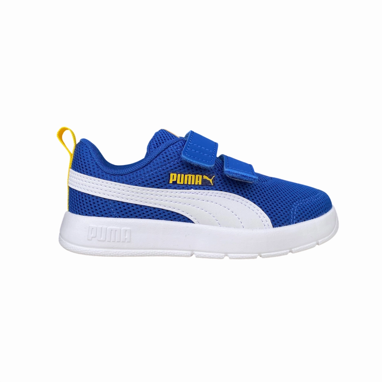 Puma scarpa da ginnastica da bambino Courtflex V3 Mesh PS 398085-05 blu Comfort Strapping Workout sessions