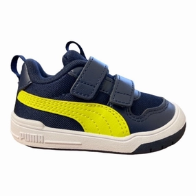 Puma scarpa da ginnastica da bambino Multiflex Mesh V Ps 380846 05 blu-limone flat - footed