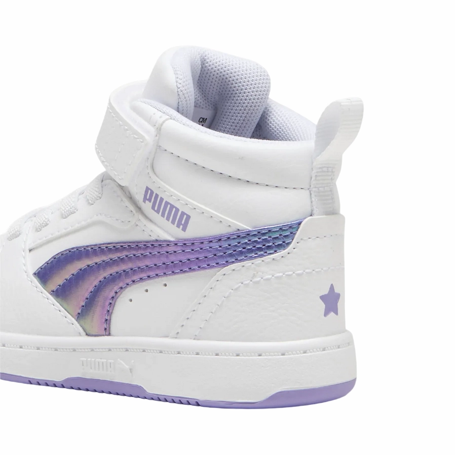 Puma scarpa sneakers alta da bambina Rebound V6 Mid Bouncy 398727-01 bianco-lavanda All Weather Performance