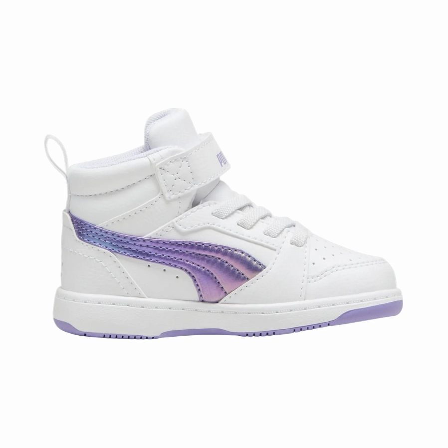 Rubber Outsole Hexagons cross - training ability Puma scarpa sneakers alta da bambina Rebound V6 Mid Bouncy 398727-01 bianco-lavanda