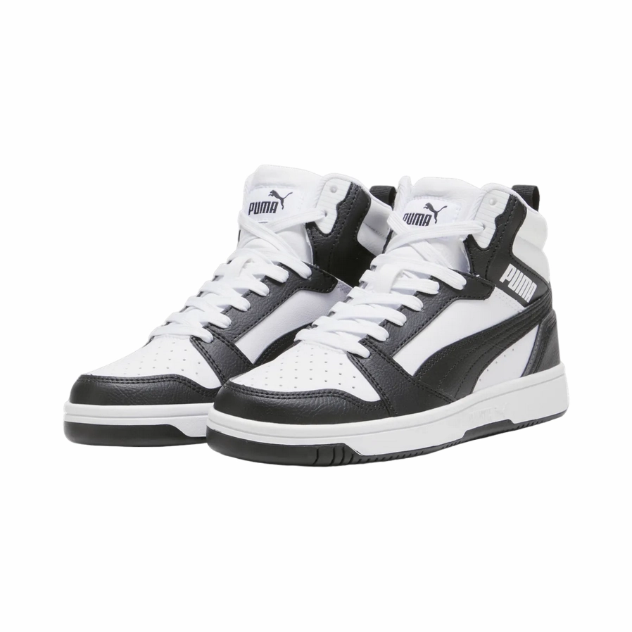 Quick Dry Layer wide - toe - box - feature shoes Puma scarpa sneakers alta da ragazzi Rebound V6 393831-01 bianco-nero