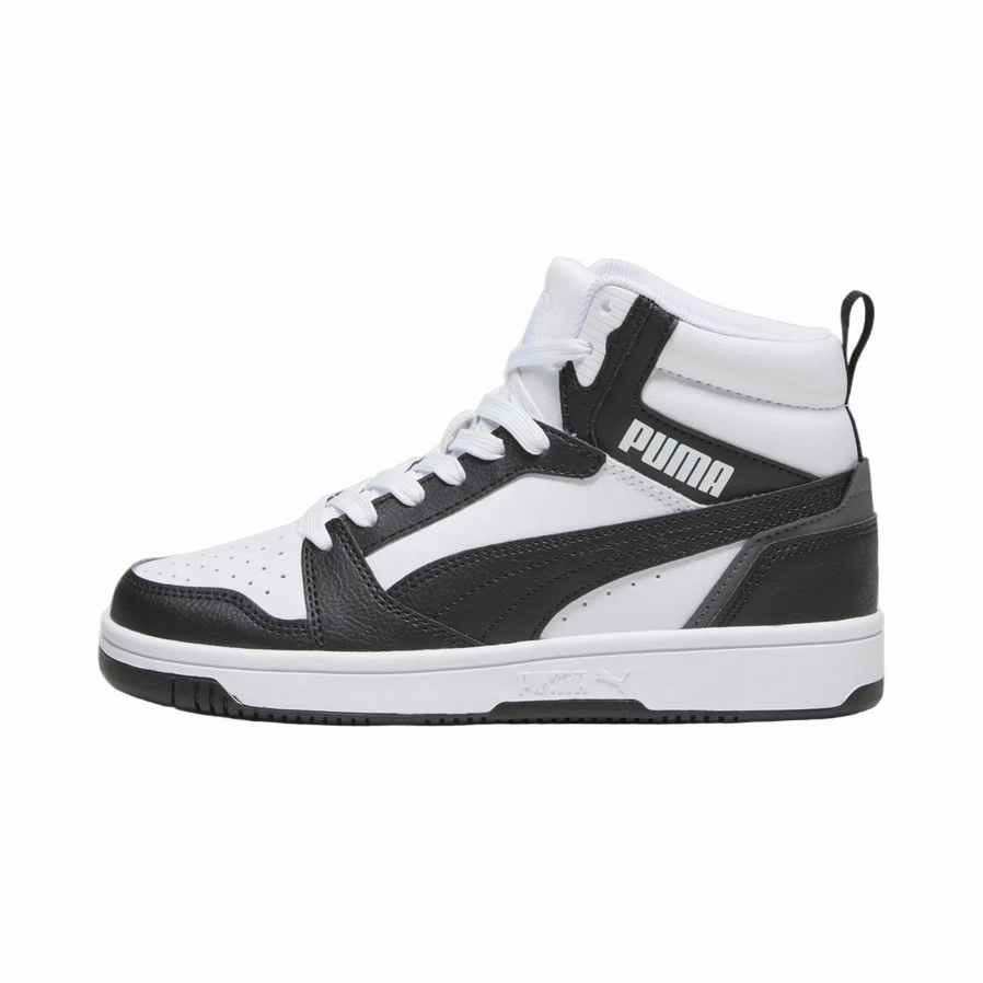 Ergonomic Grooves Puma scarpa sneakers alta da ragazzi Rebound V6 393831-01 bianco-nero