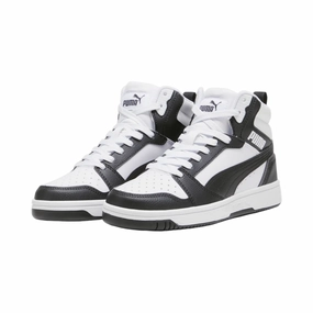 Quick Dry Layer wide - toe - box - feature shoes Puma scarpa sneakers alta da ragazzi Rebound V6 393831-01 bianco-nero