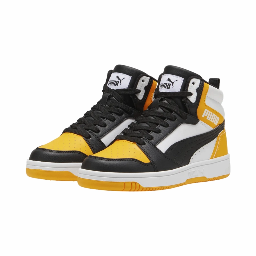 Comfort-focused Puma scarpa sneakers alta da ragazzi Rebound V6 393831-19 giallo-bianco-nero