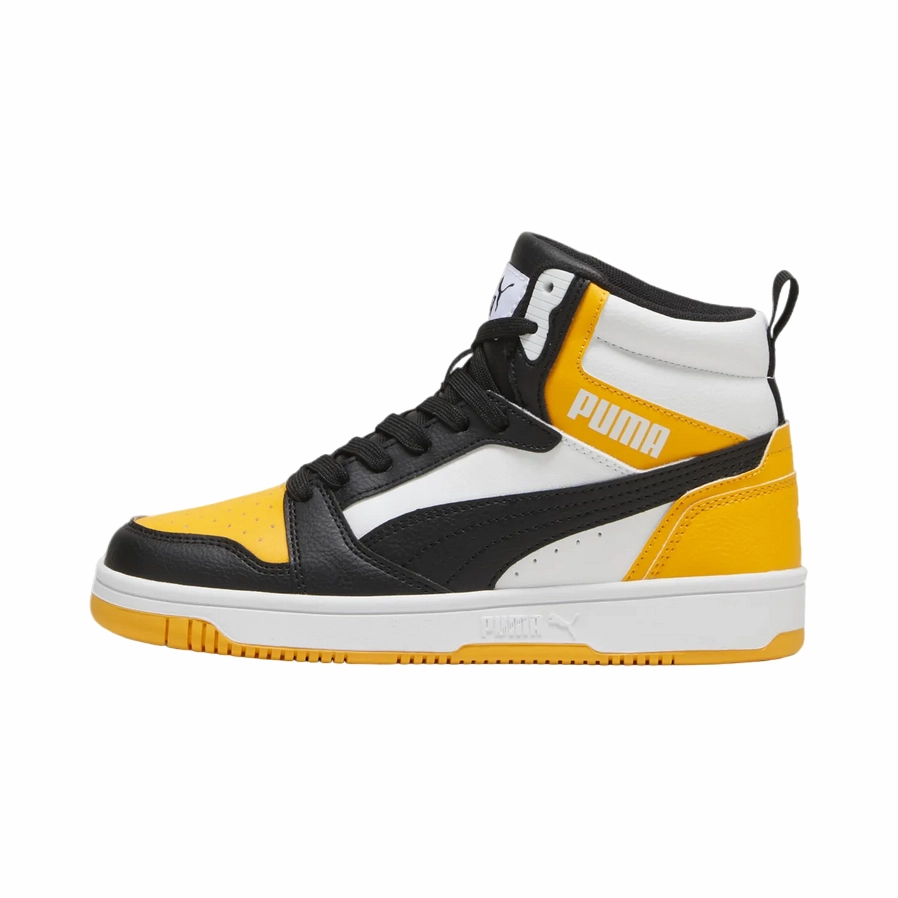 Puma scarpa sneakers alta da ragazzi Rebound V6 393831-19 giallo-bianco-nero Anti slip technology