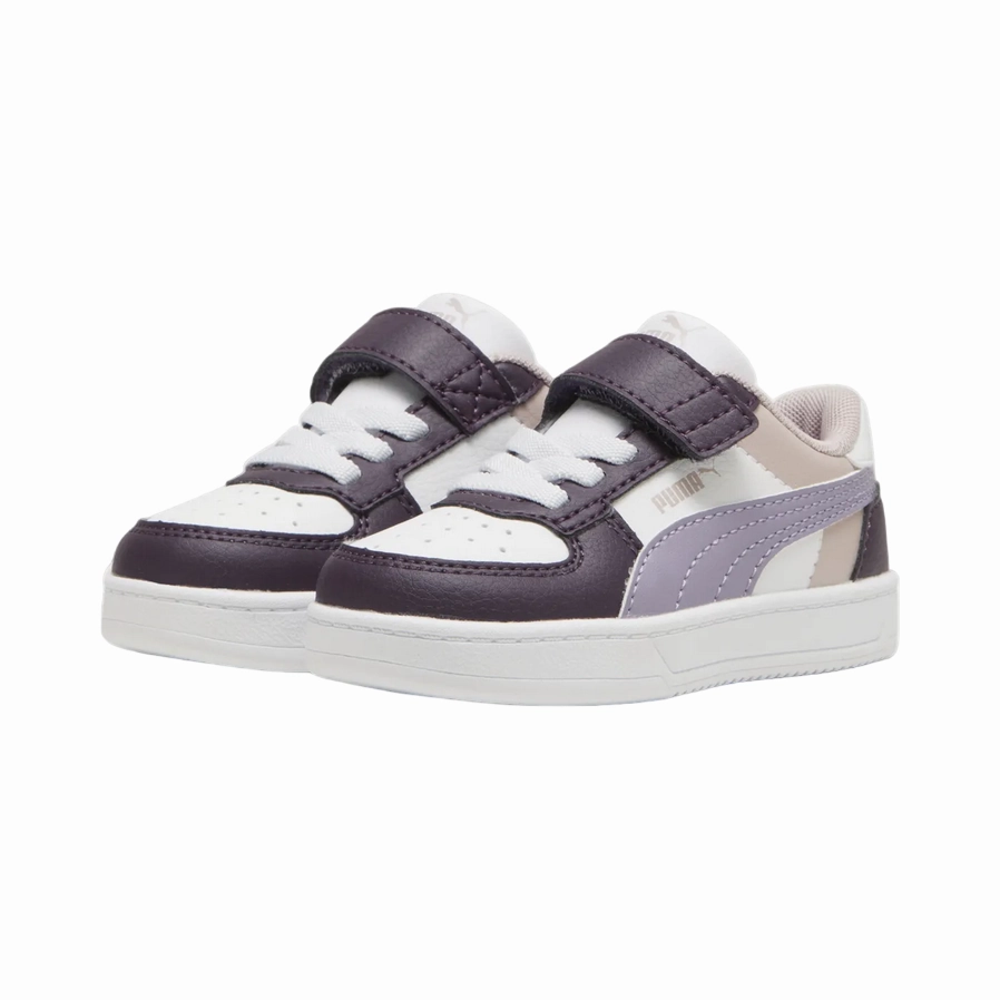 Puma scarpa sneakers da bambina con laccio elastico e velcro Caven 2.0 Block 394463-11 prugna-bianco odor - resistant shoes