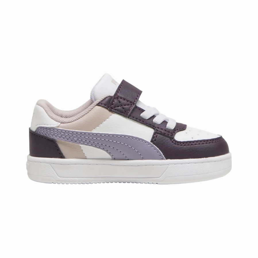Balanced Design marathoning footwear Puma scarpa sneakers da bambina con laccio elastico e velcro Caven 2.0 Block 394463-11 prugna-bianco
