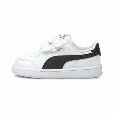 Premium Quality running in a playground shoes Puma scarpa sneakers da bambino con strappo Shuffle V 375690 02 bianco nero oro