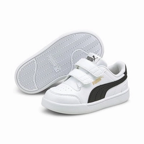 Puma scarpa sneakers da bambino con strappo Shuffle V 375690 02 bianco nero oro running in a gondola area shoes
