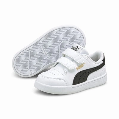 Puma scarpa sneakers da bambino con strappo Shuffle V 375690 02 bianco nero oro running in a gondola area shoes